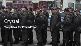  Presentation with russia city - PPT theme consisting of moscow-may-6-police-detachment background and a dark gray colored foreground