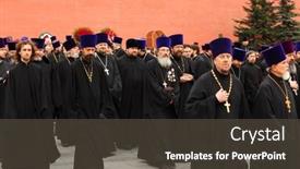  Presentation with celebrations - Presentation design featuring moscow-may-8-priests-go background and a dark gray colored foreground