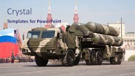  Presentation with missile - Slides having moscow-may-9-anti-aircraft background and a sky blue colored foreground