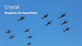  Presentation with patriotic - Presentation theme featuring moscow-may-9-helicopters-mi background and a teal colored foreground