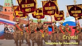  Presentation with patriotic military - Colorful theme enhanced with woman hand on a white backround close-up backdrop and a cream colored foreground