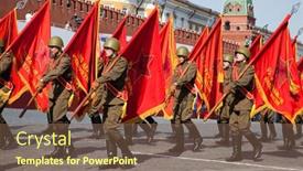  Presentation with patriotic military - PPT theme having moscow-may-9-participants background and a  colored foreground