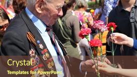  Presentation with veteran - Slide deck enhanced with vibrant picture of icelandic glacier background and a sky blue colored foreground