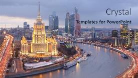  Presentation with business hotel - Slides having moscow-nov-13-hotel-ukraine background and a light blue colored foreground