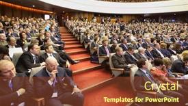  Presentation with organization - Audience pleasing PPT theme consisting of moscow-november-14-attentive-members backdrop and a tawny brown colored foreground