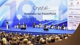  Presentation with organization - PPT theme with moscow-november-14-forum-participants background and a sky blue colored foreground