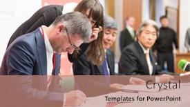  Presentation with agreement signing - Audience pleasing PPT theme consisting of moscow-oct-10-signing backdrop and a coral colored foreground