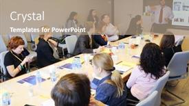  Presentation with corporation - Audience pleasing PPT theme consisting of moscow-oct-10-the-workshop backdrop and a coral colored foreground