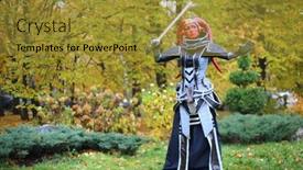  Presentation with exhibition - Colorful PPT layouts enhanced with moscow-oct-12-2014-cosplayer backdrop and a gold colored foreground