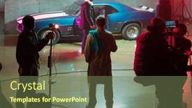  Presentation with release - PPT theme featuring cement - empty pavement and modern building background and a light gray colored foreground