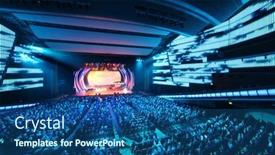  Presentation with singer - Theme consisting of moscow-october-14-people-look background and a ocean colored foreground