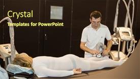  Presentation with lpg - Colorful slides enhanced with moscow-october-24-cosmetologist-performs backdrop and a wine colored foreground