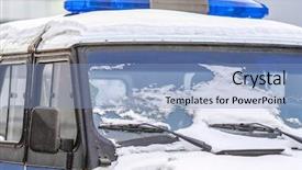  Presentation with policia lights of police car - PPT theme having moscow police car close up background and a  colored foreground