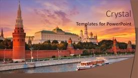  Presentation with sunset - PPT theme with moscow-river-and-kremlin background and a coral colored foreground