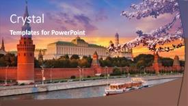  Presentation with spring - Presentation having moscow-river-and-kremlin background and a teal colored foreground