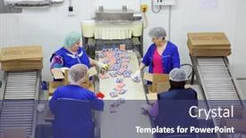  Presentation with factory workers - Cool new slides with moscow-russia-apr-28-2016 backdrop and a ocean colored foreground