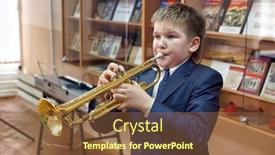  Presentation with trumpet - Theme with moscow-russia-april-20-2012 background and a  colored foreground