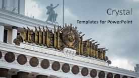  Presentation with soviet russia - Beautiful presentation theme featuring moscow-russia-april-23-2016 backdrop and a  colored foreground