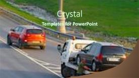  Presentation with tow truck - Presentation design enhanced with moscow-russia-april-24-2019 background and a tawny brown colored foreground