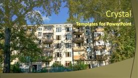  Presentation with house building - Slide set consisting of moscow-russia-august-2019-fivestory background and a tawny brown colored foreground