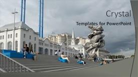  Presentation with sculpture art - Presentation theme featuring moscow-russia-august-24-2021 background and a light gray colored foreground