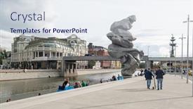  Presentation with sculpture art - Presentation theme featuring moscow-russia-august-24-2021 background and a sky blue colored foreground