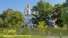  Presentation with church people - Slides featuring moscow-russia-august-31-2019 background and a tawny brown colored foreground