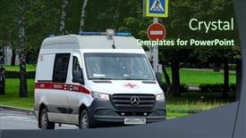  Presentation with ambulance - Presentation design with moscow-russia-august-8-2021 background and a tawny brown colored foreground