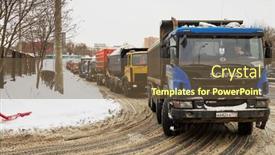  Presentation with trucks - Amazing slide deck having moscow-russia-jan-21-2016 backdrop and a tawny brown colored foreground