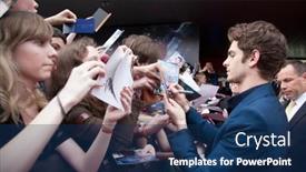  Presentation with spider man - Slides with portrait of a man on the side of a pool with mountain view at the background background and a light blue colored foreground