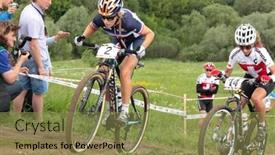  Presentation with mountain bike - Beautiful slide deck featuring moscow-russia-june-9-pauline backdrop and a yellow colored foreground