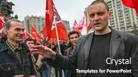  Presentation with leaders - Audience pleasing presentation theme consisting of moscow-russia-may-1-2013 backdrop and a dark gray colored foreground