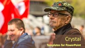 Presentation with political rally - Colorful presentation design enhanced with moscow-russia-may-1-2016 backdrop and a tawny brown colored foreground