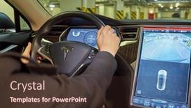  Presentation with car parking - Beautiful presentation theme featuring moscow-russia-nov-11-2015 backdrop and a tawny brown colored foreground