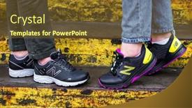  Presentation with new balance shoes - Colorful presentation design enhanced with moscow-russia-november-10-2019 backdrop and a  colored foreground