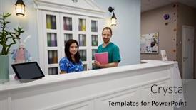  Presentation with medical desk - Slide set featuring moscow-russia-oct-19-2016 background and a light gray colored foreground