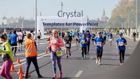 Presentation with runners - Theme featuring moscow-russia-sep-24-2017 background and a sky blue colored foreground