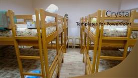  Presentation with beds - Presentation design consisting of moscow-russia-september-24-2018 background and a coral colored foreground