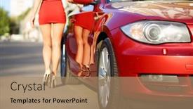  Presentation with car bmw - Theme enhanced with moscow-sep-13-2015-woman background and a coral colored foreground