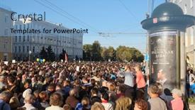  Presentation with protest - Slide deck consisting of moscow-september-21-protest-manifestation background and a light blue colored foreground