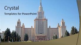  Presentation with facade - Theme with moscow state university front facade background and a light blue colored foreground