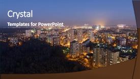  Presentation with night city - Beautiful PPT theme featuring moscow uptown near the forest backdrop and a teal colored foreground