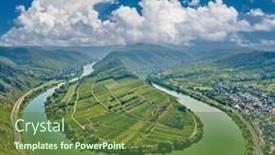  Presentation with vineyards - PPT theme consisting of moselle-river-bend-near-bremm background and a tawny brown colored foreground