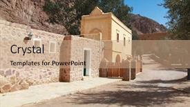  Presentation with egypt - PPT layouts consisting of moses - grounds at the monastery background and a coral colored foreground