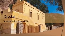  Presentation with saint - Cool new presentation theme with moses - grounds at the monastery backdrop and a yellow colored foreground