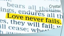  Presentation with moses - Slide deck featuring moses - love never fails corinthians 13 background and a sky blue colored foreground