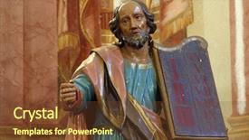  Presentation with moses - PPT theme enhanced with moses holding the ten commandments background and a tawny brown colored foreground