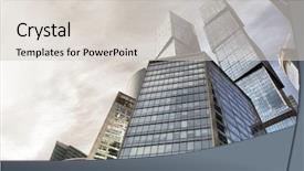  Presentation with city buildings winter storm - Audience pleasing presentation theme consisting of moskva - buildings of moscow city russia backdrop and a light gray colored foreground