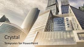  Presentation with city buildings winter storm - Cool new PPT theme with moskva - buildings of moscow city backdrop and a  colored foreground