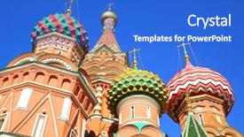  Presentation with russia - PPT theme consisting of moskva - domes of st basil cathedral background and a cobalt blue colored foreground
